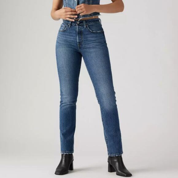 LEVI'S 501 Original Fit Jean Button Fly High Rise Medium Wash Denim Womens Sz 27 - Picture 1 of 10